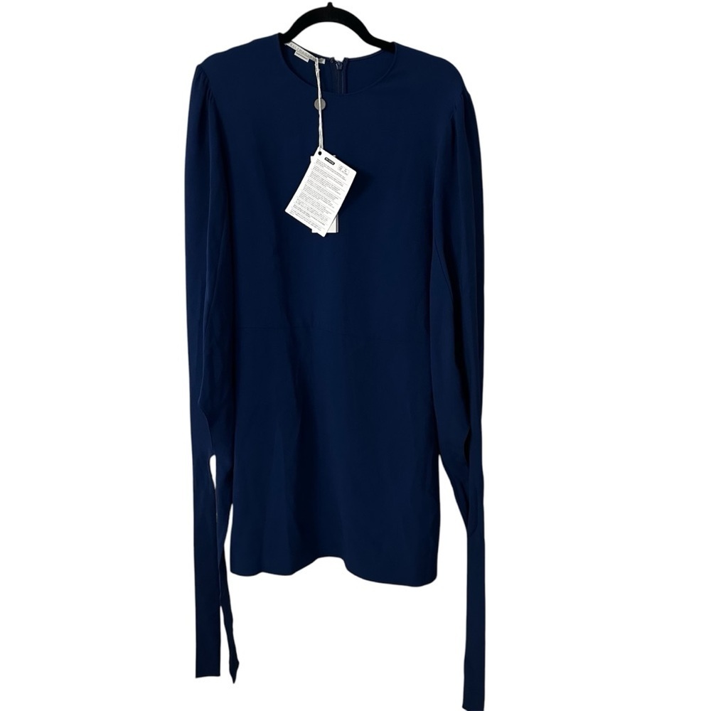 Stella McCartney Women’s Long Tie Sleeve Dress in Midnight Blue Size L, 44 NWT